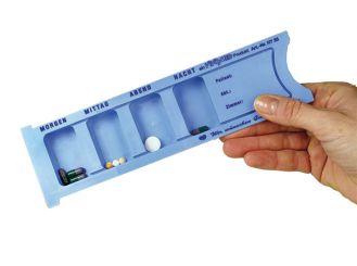 Medikamenten-Dispenser mit 4 Fächern 225 x 63 mm, blau 1x1 Stück 