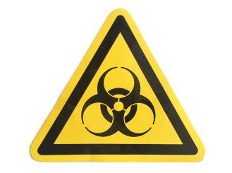 Hinweisschild Warnung vor "Biogefährdung" selbstklebende Folie 1x1 Stück 