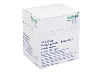 MaiMed® MK Mullkompressen, 10 x 10 cm,l 8-fach, steril 25x2 Stück 