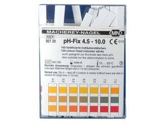 pH-Indikatorstäbchen farbfixiert, nicht blutend pH 4,5 - 10; 1x100 Stück 