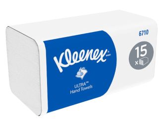 KLEENEX® Ultra Handtücher (6710), 3-lg., weiß, 21,5 x 31,5 cm, 15 x 96 Blatt, 1x1440 Tücher 