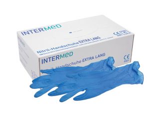 INTERMED Nitril-Handschuhe EXTRA LANG blau, Gr. XS 1x100 Stück 