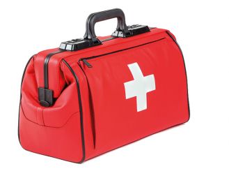 Arzttasche Rusticana Cross, Großformat mit 1 Vortasche, Feinrindleder rot, 1x1 Stück 