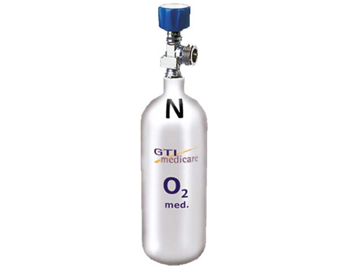 0,8 Liter Sauerstoffflasche, Leichtstahl, 200 bar med. O2 - dein